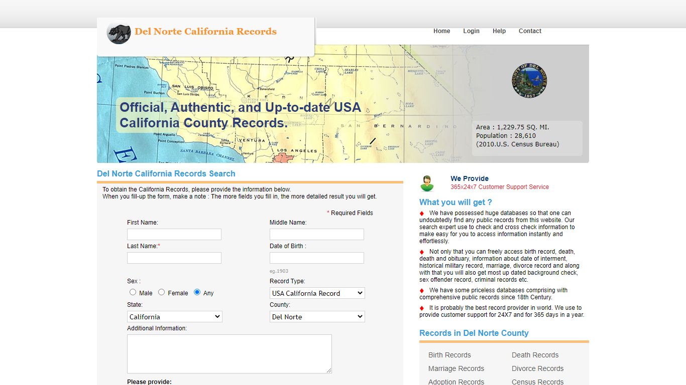 California Del Norte County Records Search.