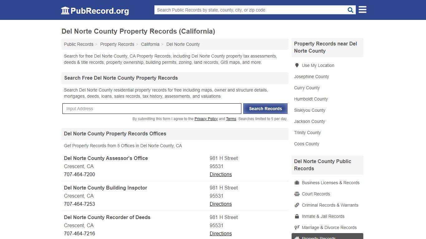 Del Norte County Property Records (California) - PubRecord.org